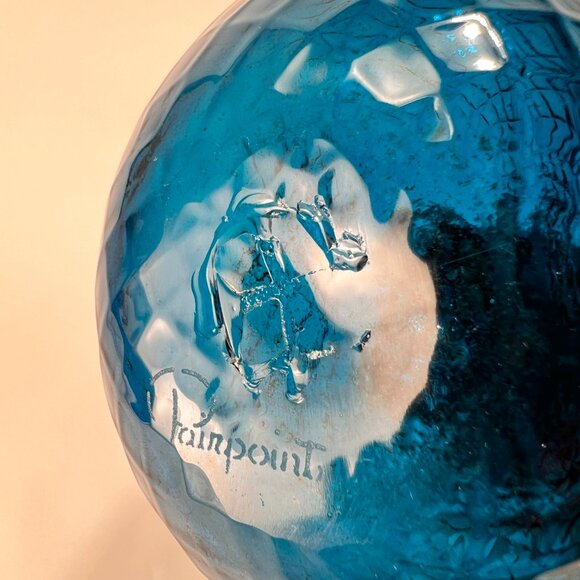 Pairpoint Glassworks Diamond Quilted Optic Blue Blown Glass Vase Mt Washington - Picture 12 of 16